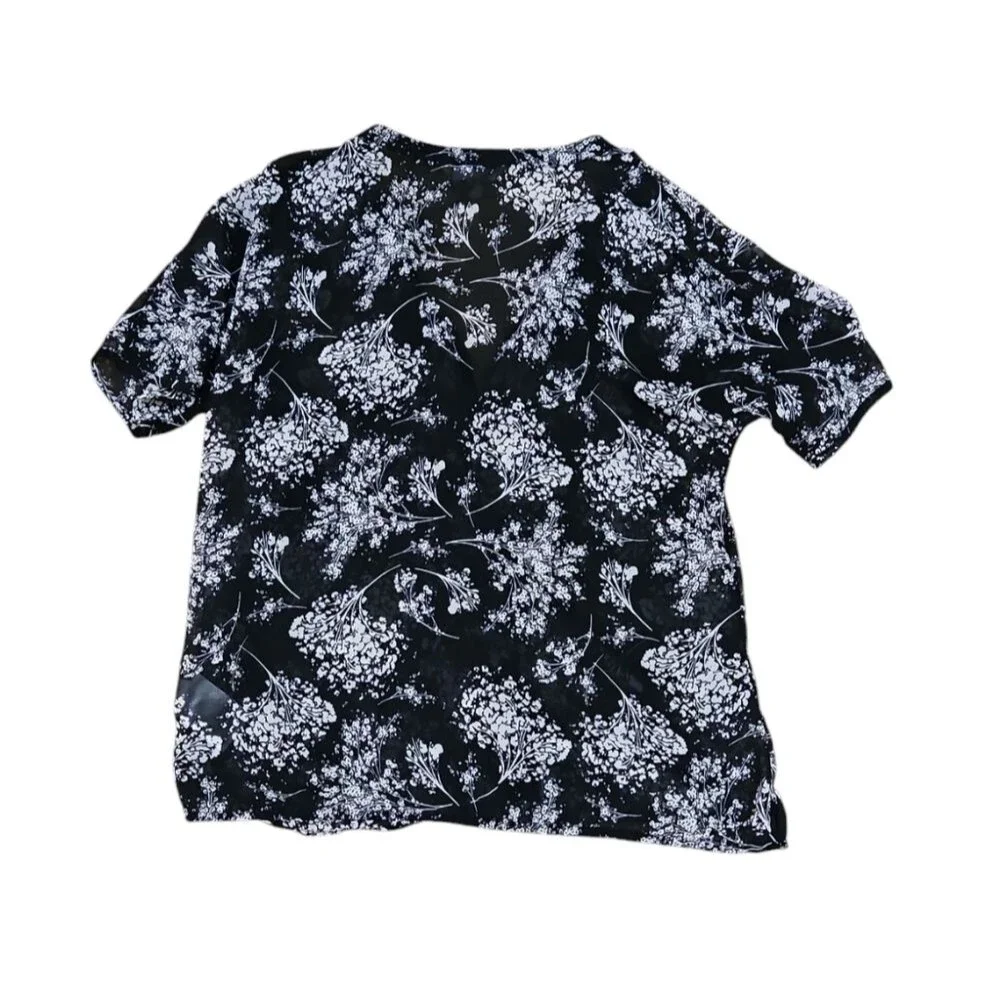 Banana Republic Sheer Floral Blouse S Whimsigoth Dark Academia Botanical